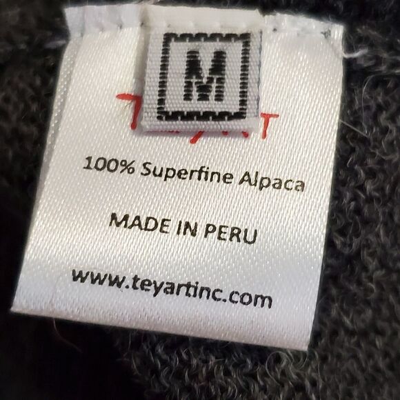 New Tabask Tey-Art Superfine ALPACA Sweater Open Cardigan Pockets Gray Sz M #33 - Picture 7 of 7